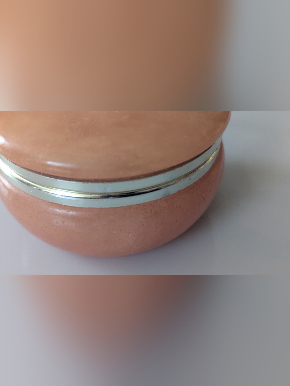 Vintage Genuine Alabaster Round Hinged Trinket Box "Lefton" Made In Italy. 3.5" - Picture 9 of 16
